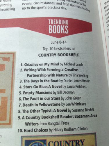 Grizzlies On My Mind hits #1 on the Country Bookshelf bestseller list. 